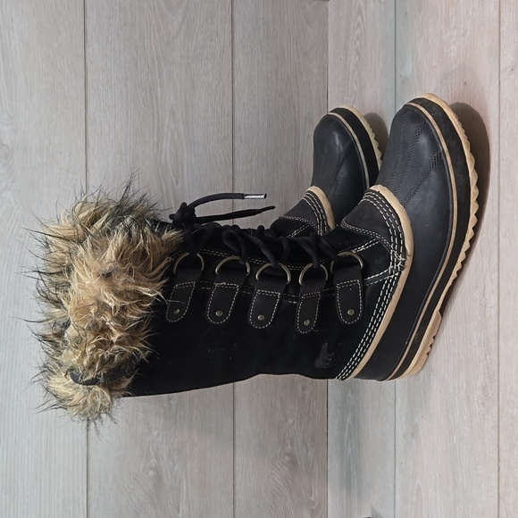Sorel Women Tall Duck Leather Fur Boots outdoor shoes sz 10